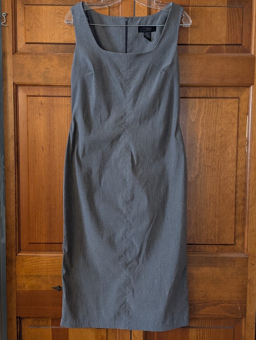Vintage 90s Express Grey Stretch Bodycon Pencil Dress